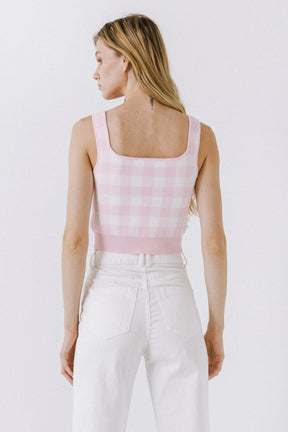 ENGLISH FACTORY - Women Gingham Knit Tank Top - CAMI TOPS & TANK available at Objectrare