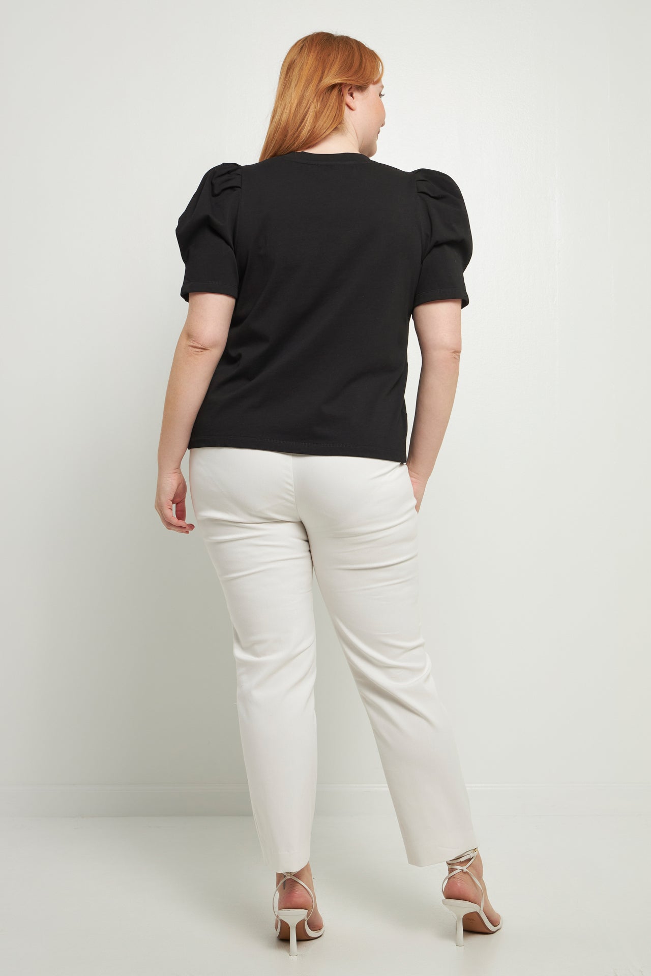 ENGLISH FACTORY - English Factory - Plus Size Short Puff Sleeve Knit Top - TOPS available at Objectrare