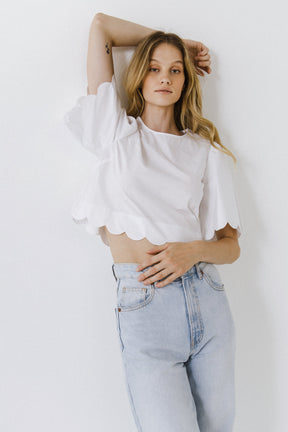 ENGLISH FACTORY - Scallop Edge Top - TOPS available at Objectrare