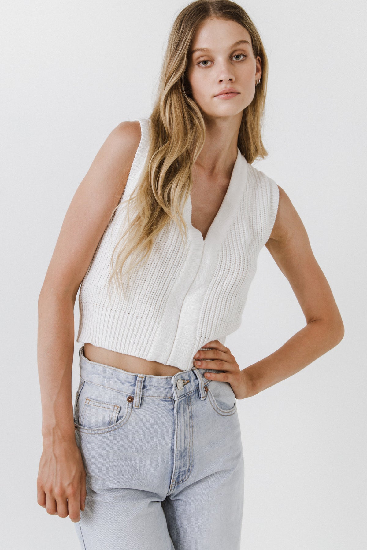 ENGLISH FACTORY - V-neckline Vest Sweater - SWEATERS & KNITS available at Objectrare