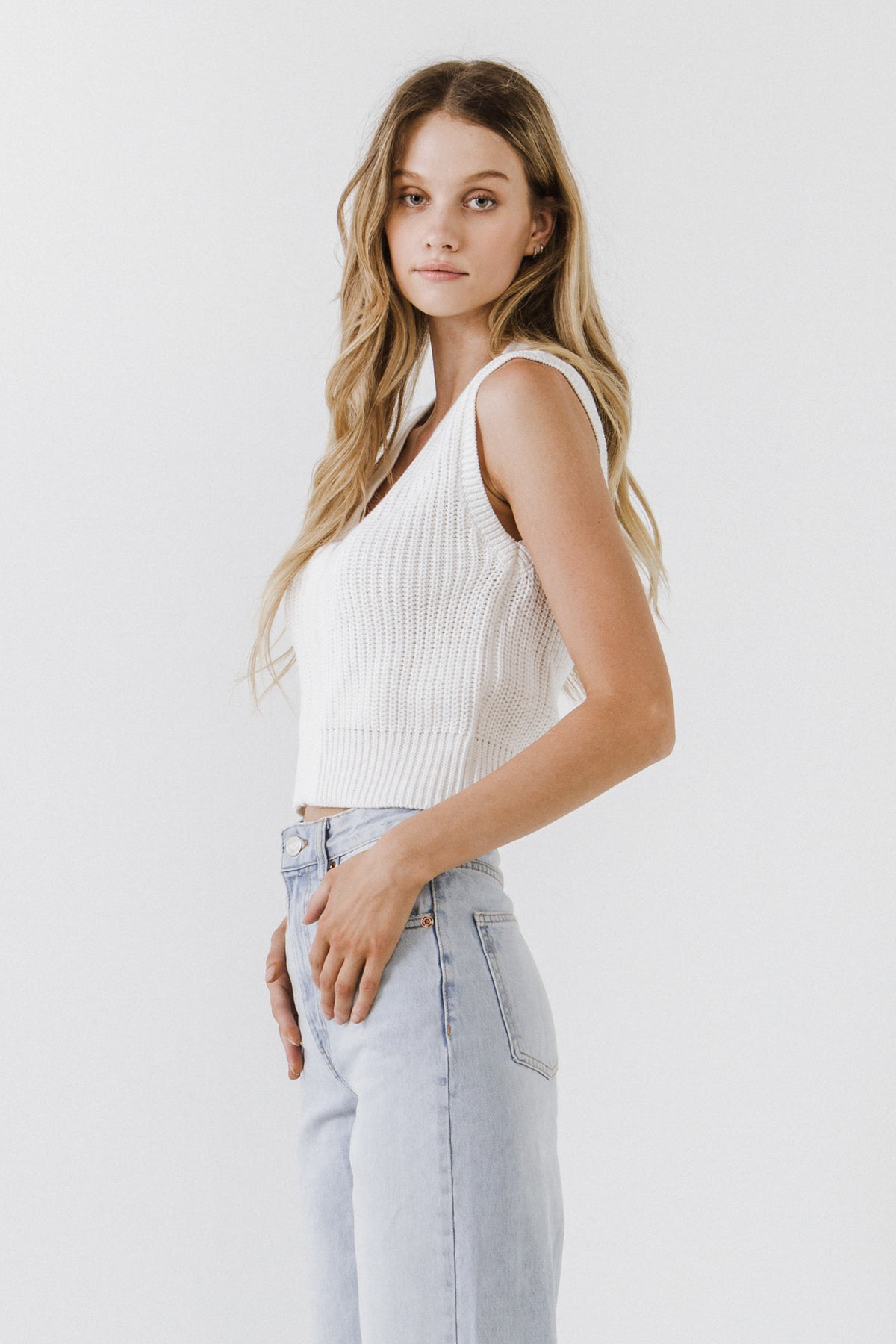 ENGLISH FACTORY - V-neckline Vest Sweater - SWEATERS & KNITS available at Objectrare