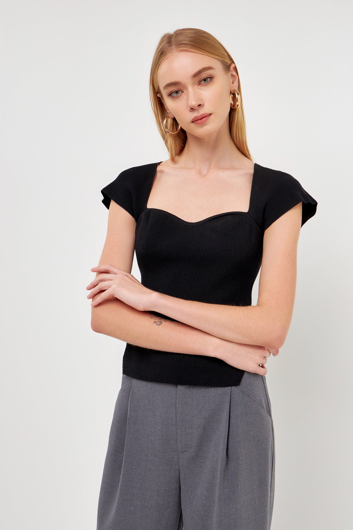 ENDLESS ROSE - Square Neckline Sweater - TOPS available at Objectrare