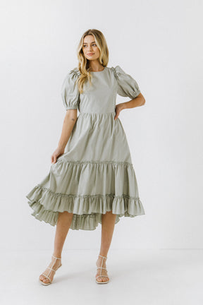 ENGLISH FACTORY - English Factory - Ruffle Detail Midi Dress - DRESSES available at Objectrare