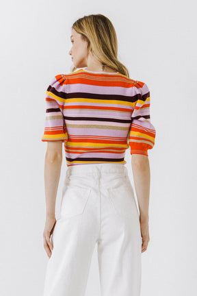 ENGLISH FACTORY - Stripe Knit Top - TOPS available at Objectrare