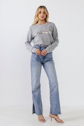 ENDLESS ROSE - Sequins & Beads Letter Sweatshirt - HOODIES & SWEATSHIRTS available at Objectrare