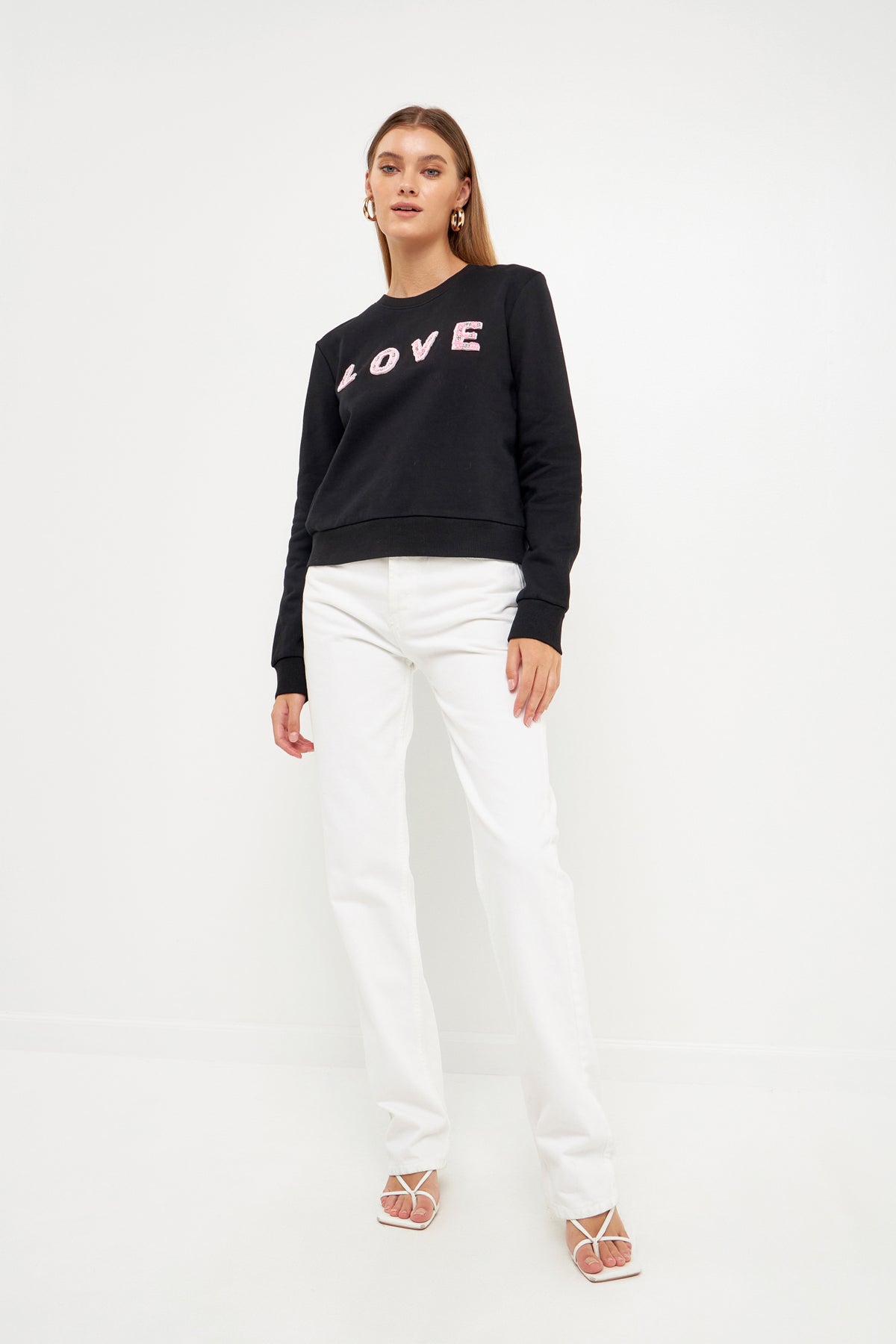 ENDLESS ROSE - Love Beaded Sweatshirt - SWEATERS & KNITS available at Objectrare