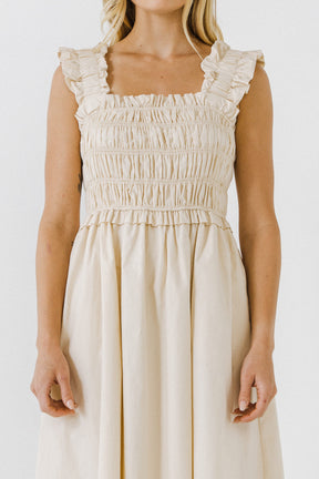 ENGLISH FACTORY - Ruffled Shoulder Straps Midi Dress - DRESSES available at Objectrare