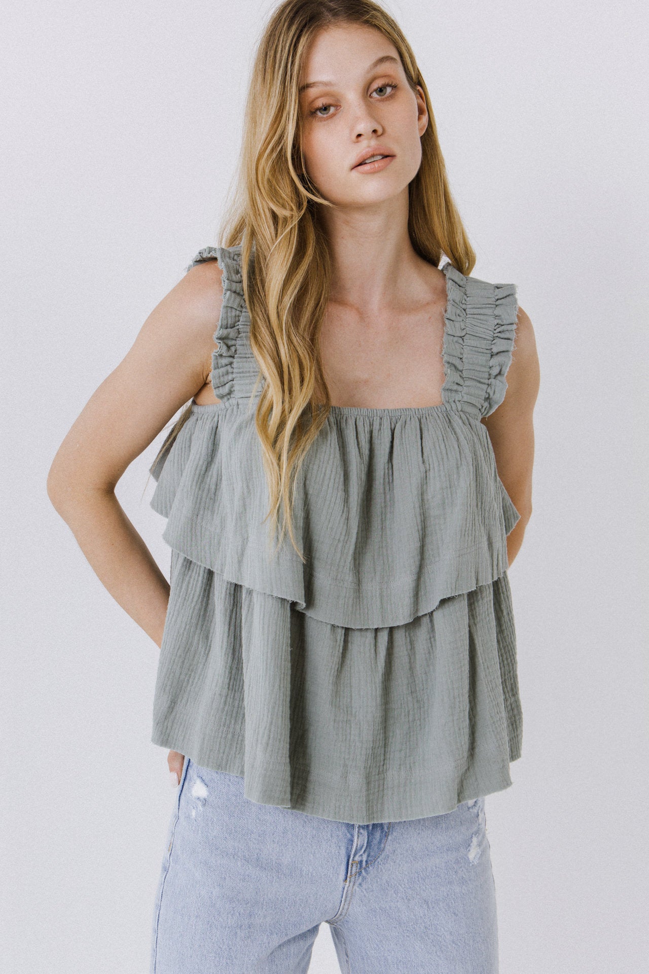 FREE THE ROSES - Ruffled Straps with Tiered Top - TOPS available at Objectrare