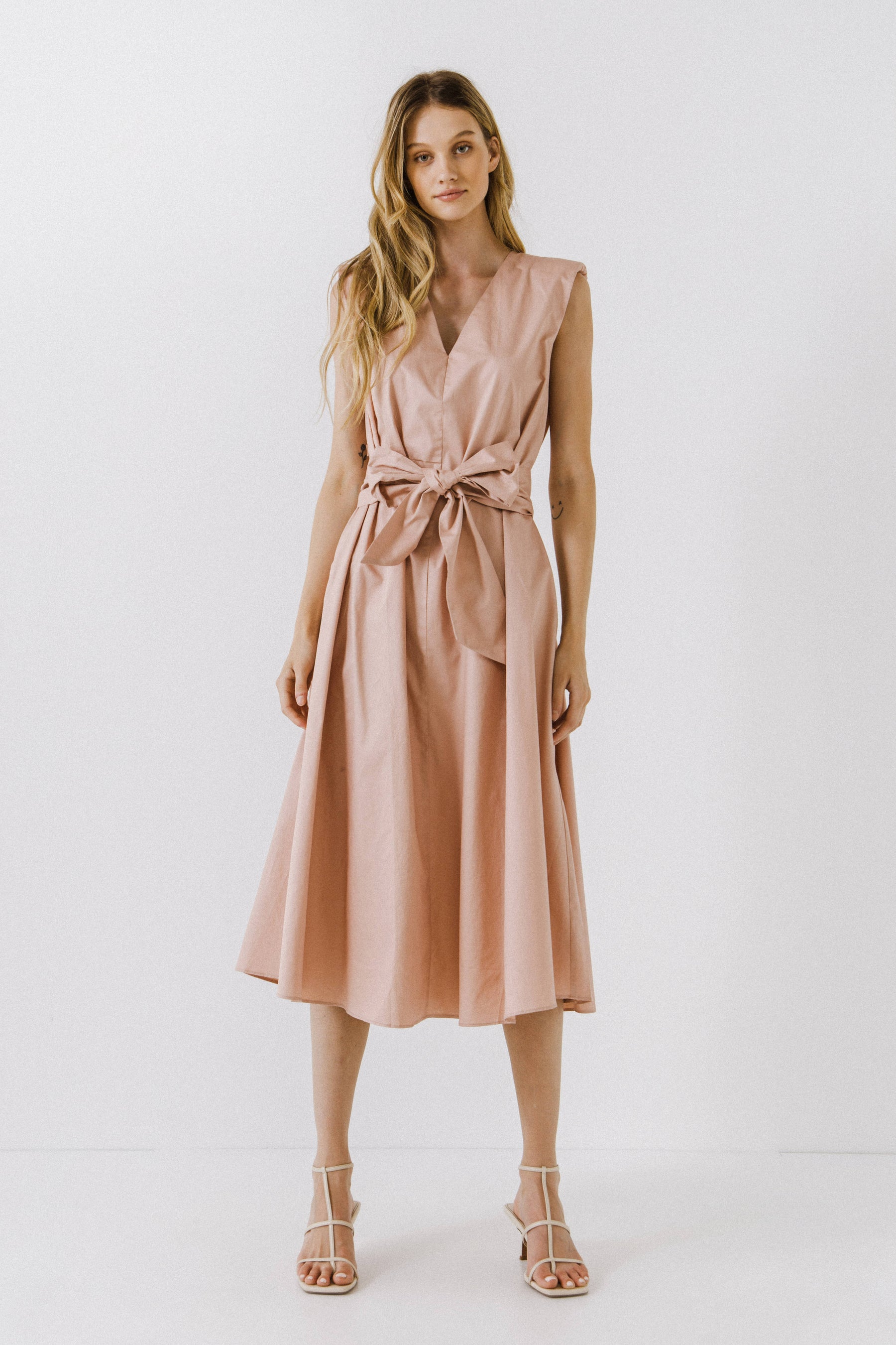 ENDLESS ROSE - V-neckline Sleeveless Midi Dress - DRESSES available at Objectrare