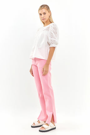 ENGLISH FACTORY - Eyelet Mix Media Top - TOPS available at Objectrare