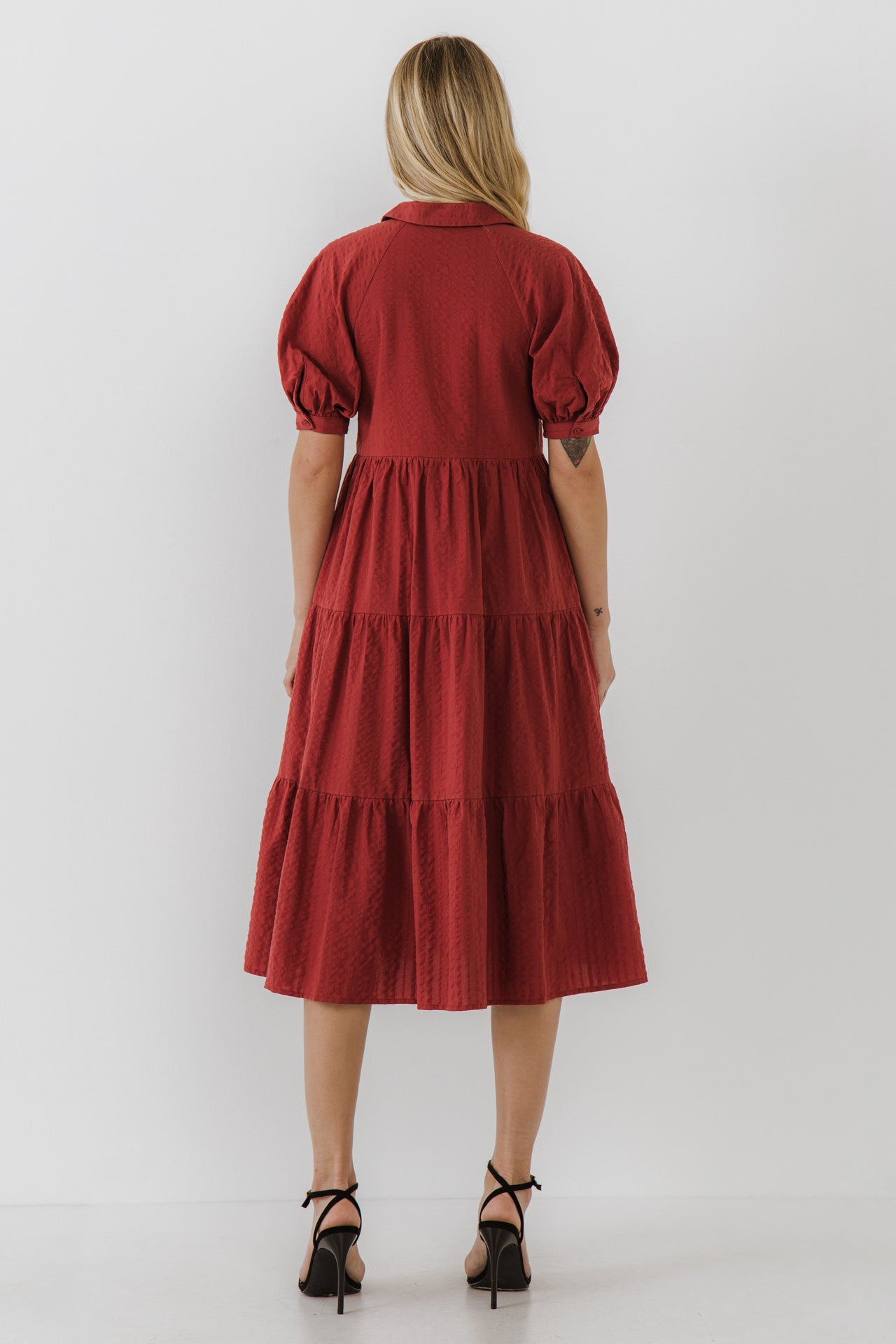 FREE THE ROSES - Free The Rose - Stripe Texture Midi Dress - DRESSES available at Objectrare