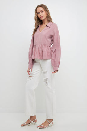 FREE THE ROSES - Puff Long Sleeve Top - TOPS available at Objectrare