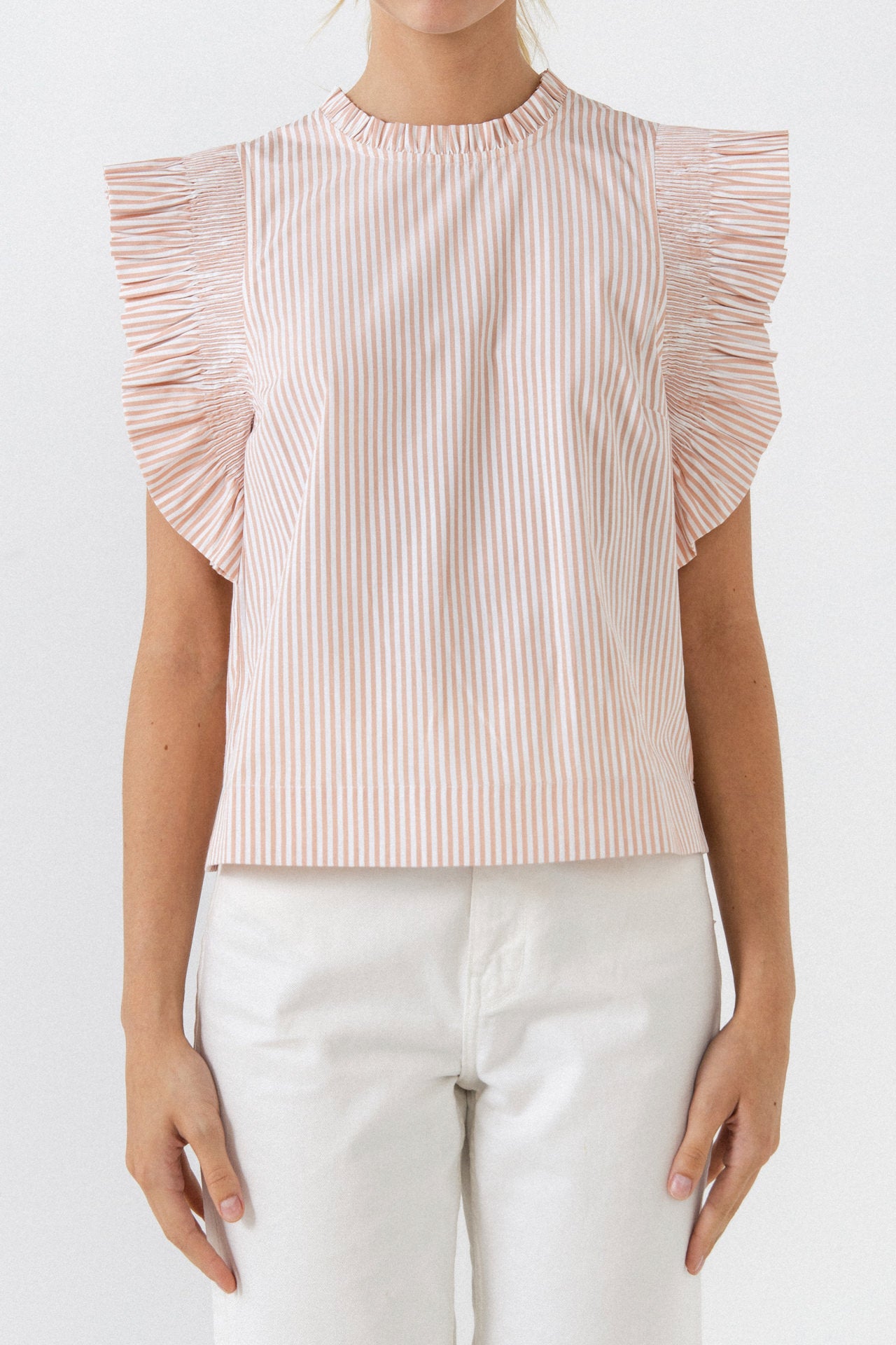 ENGLISH FACTORY - Striped Ruffled Top - TOPS available at Objectrare