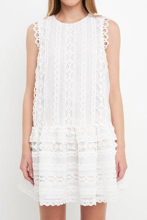 ENDLESS ROSE - Lace Trim Detail Mini Dress - DRESSES available at Objectrare