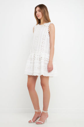 ENDLESS ROSE - Lace Trim Detail Mini Dress - DRESSES available at Objectrare