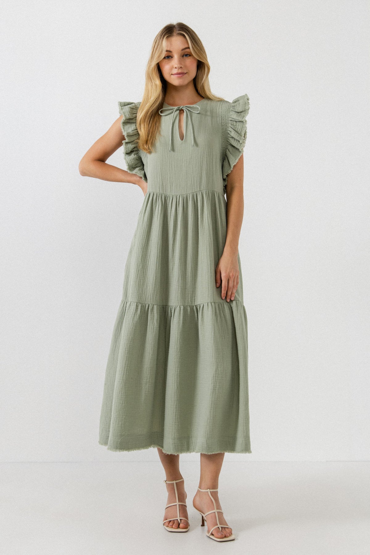 FREE THE ROSES - Ruffled Detail Maxi Dress - DRESSES available at Objectrare