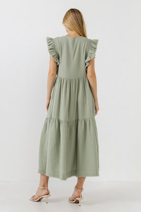 FREE THE ROSES - Ruffled Detail Maxi Dress - DRESSES available at Objectrare
