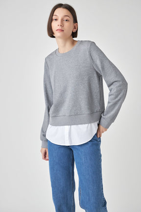 ENGLISH FACTORY - Mixed Media Long Sleeve Top - TOPS available at Objectrare
