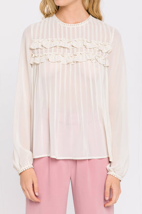ENDLESS ROSE - Lace Detail Pleated Blouse - SHIRTS & BLOUSES available at Objectrare