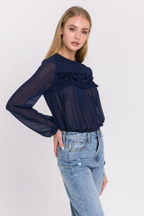 ENDLESS ROSE - Lace Detail Pleated Blouse - SHIRTS & BLOUSES available at Objectrare