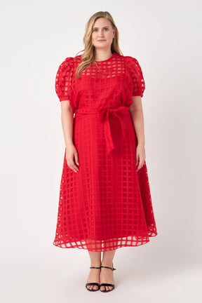 ENGLISH FACTORY - Plaid Organza Fit & Flare Midi Skirt - SKIRTS available at Objectrare