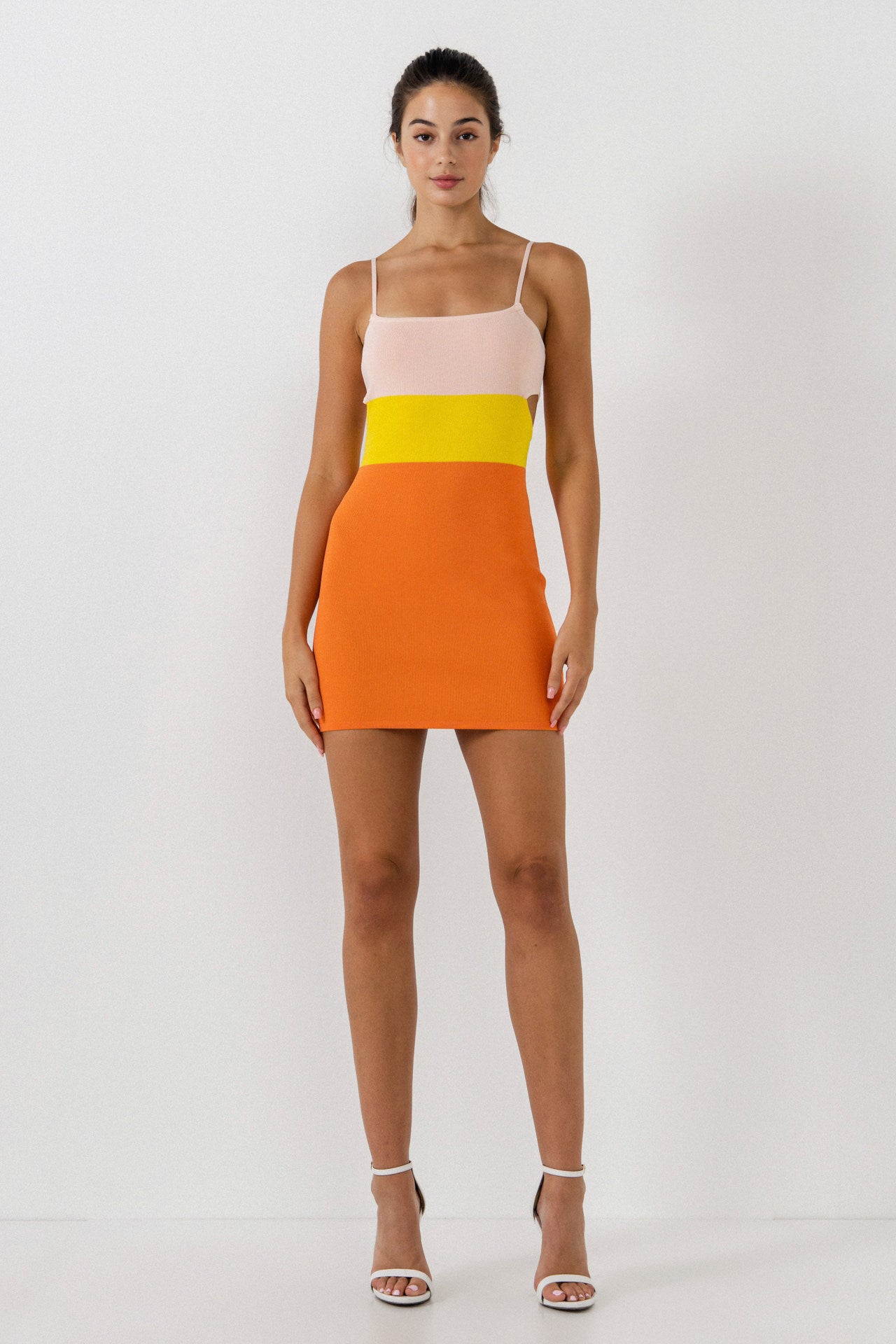 ENDLESS ROSE - Color Block Cut Out Mini Dress - DRESSES available at Objectrare