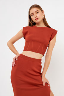 ENDLESS ROSE - Cinched Waist Sleeveless Knit Top - TOPS available at Objectrare