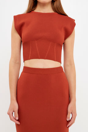 ENDLESS ROSE - Cinched Waist Sleeveless Knit Top - TOPS available at Objectrare