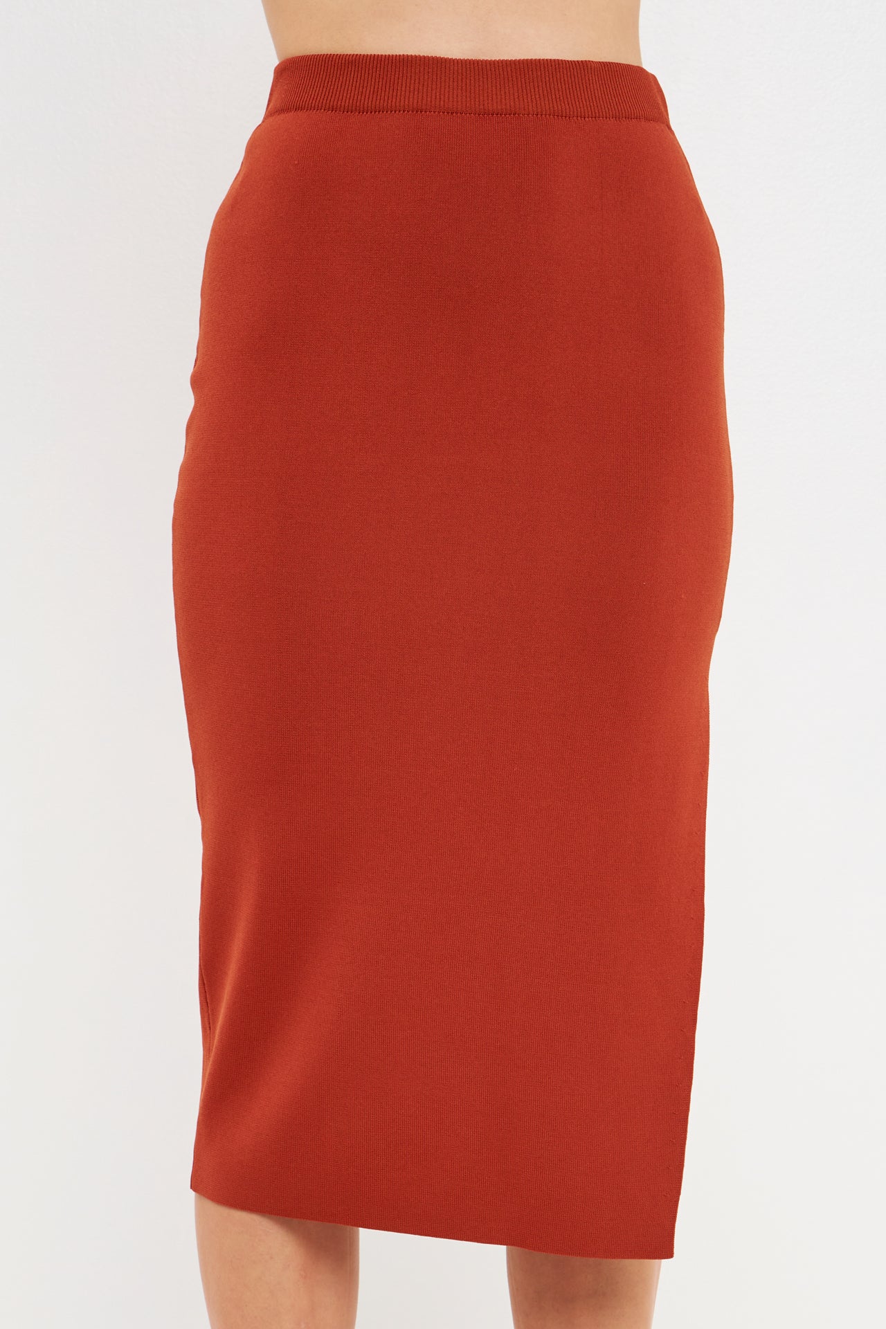 ENDLESS ROSE - Side Slit Detailed Knit Midi Skirt - SKIRTS available at Objectrare