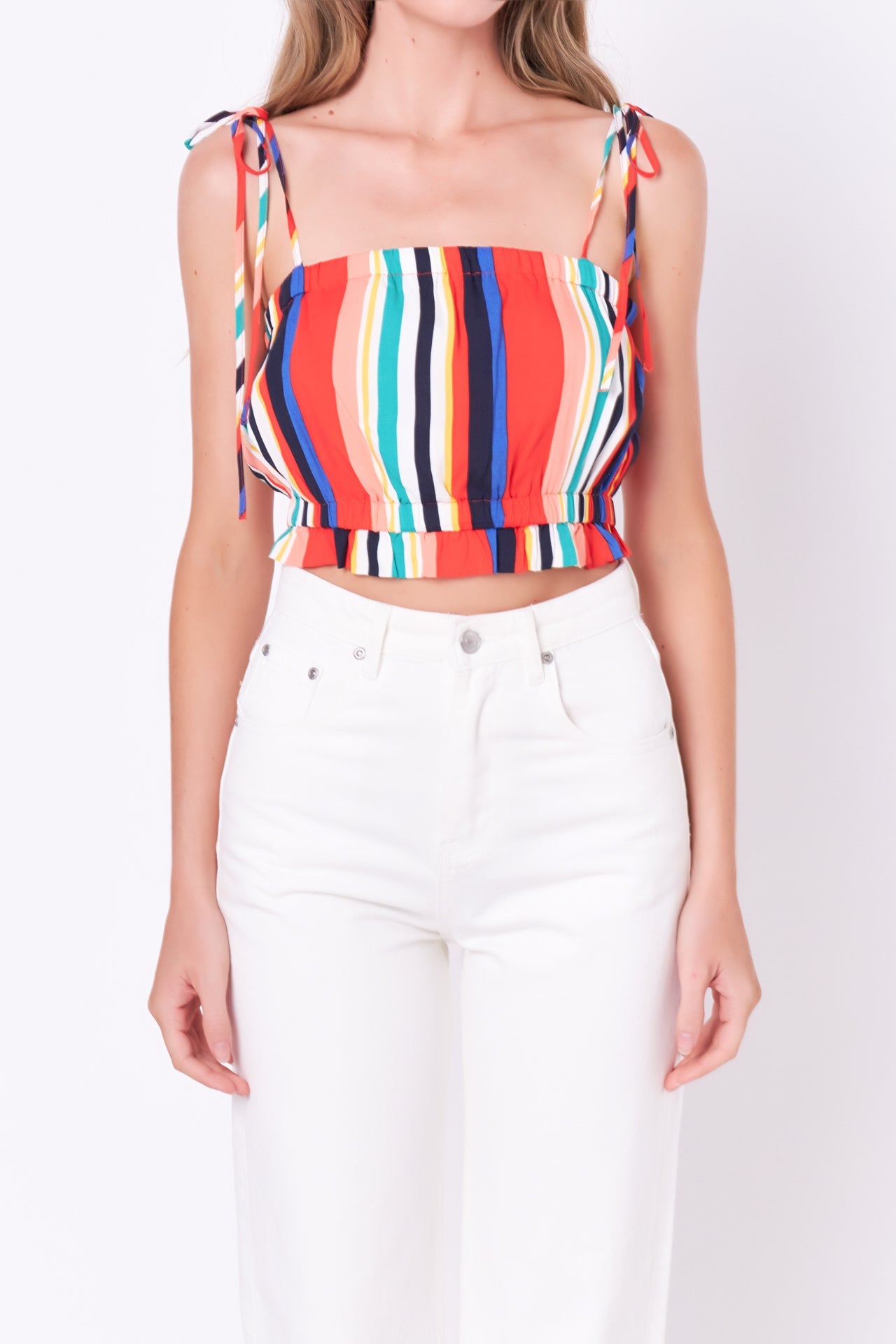 ENGLISH FACTORY - Rainbow Stripe Top with Tie - TOPS available at Objectrare