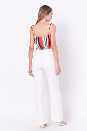 ENGLISH FACTORY - Rainbow Stripe Top with Tie - TOPS available at Objectrare
