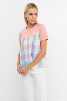 ENGLISH FACTORY - Gingham Combo Top - TOPS available at Objectrare