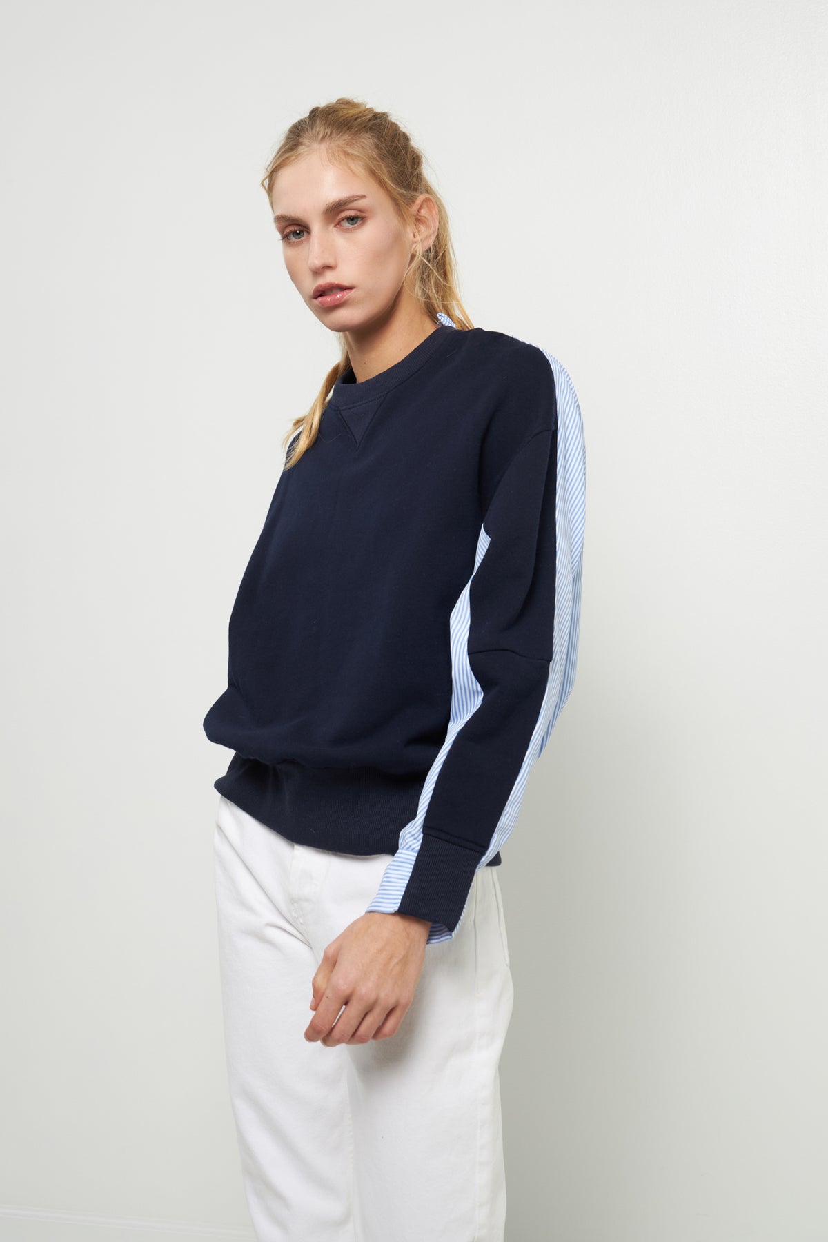 ENGLISH FACTORY - KNIT TOP WITH STRIPE SHIRTS COMBO - TOPS available at Objectrare
