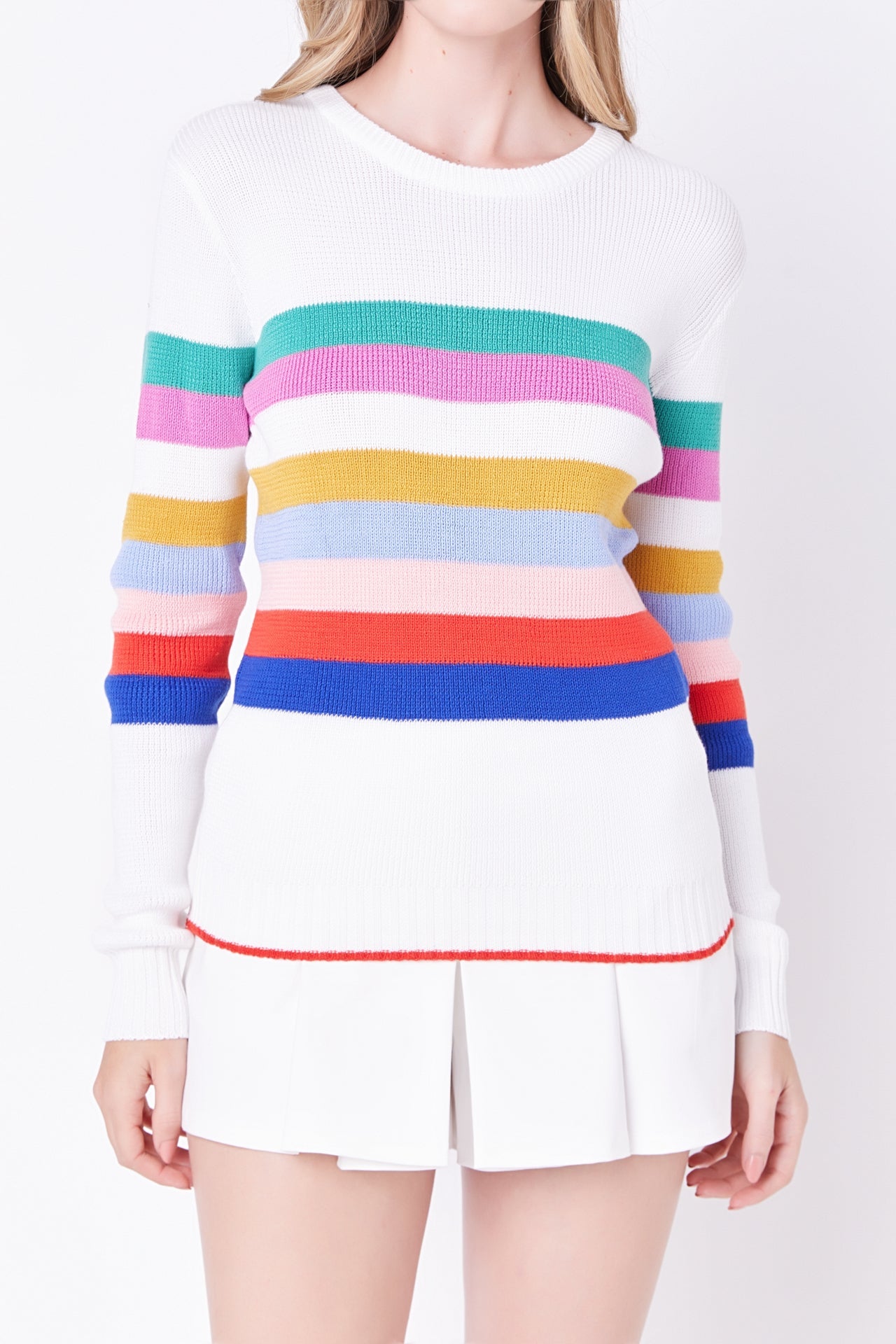 ENGLISH FACTORY - EF-MULTI STRIPED SWEATER - SWEATERS & KNITS available at Objectrare