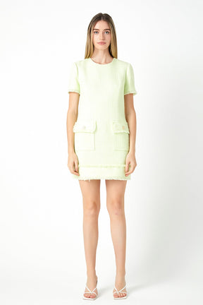 ENDLESS ROSE - Tweed Short Sleeve Mini Dress - DRESSES available at Objectrare