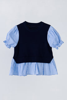 RECESS KIDS - Puff Sleeve Woven with Sweater - TOPS available at Objectrare