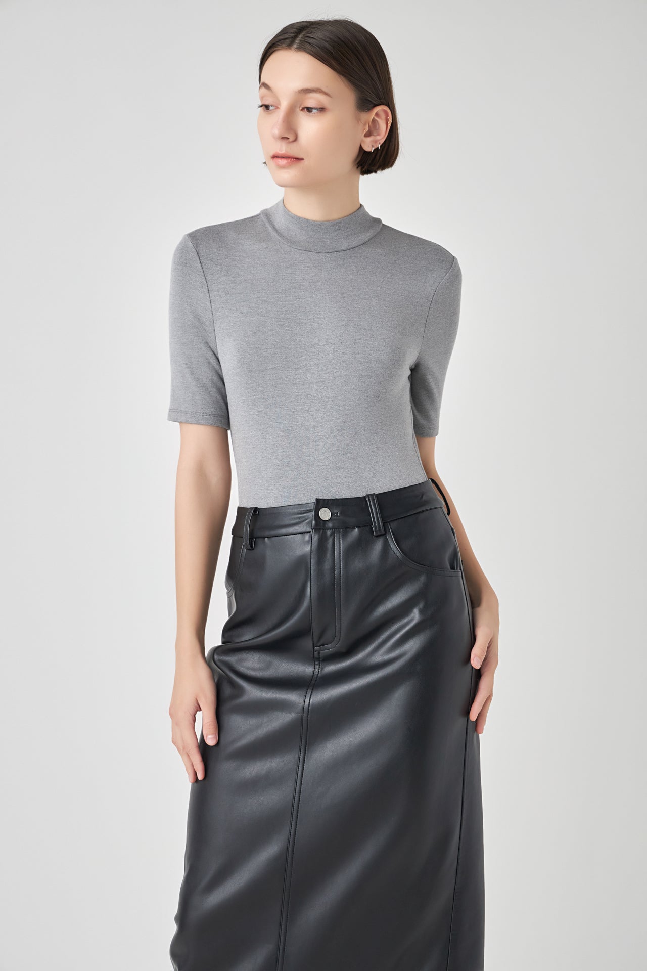 GREY LAB - Soft Mock Neck Bodysuit - TOPS available at Objectrare