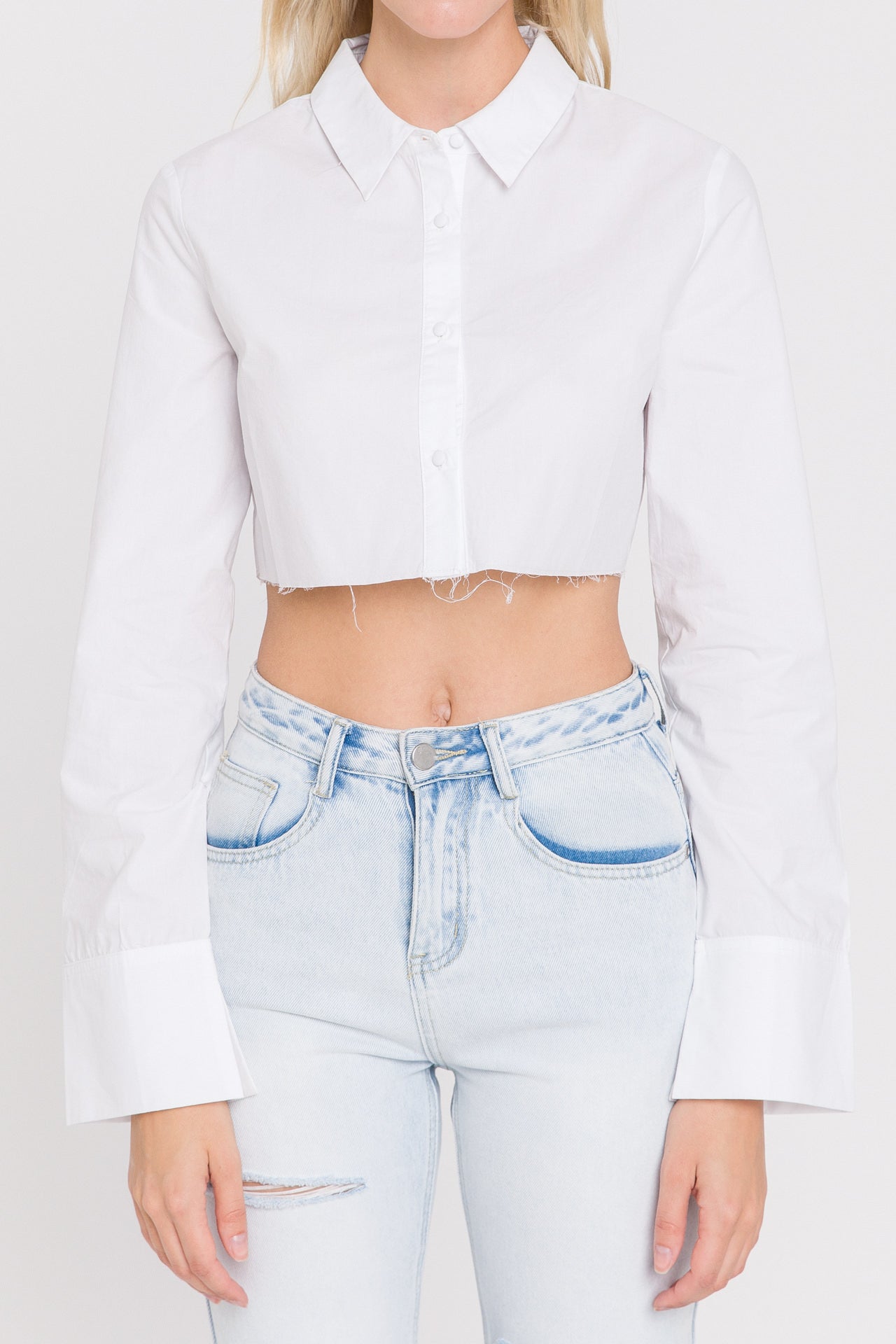 GREY LAB - Cropped Long Sleeve Shirt - SHIRTS & BLOUSES available at Objectrare