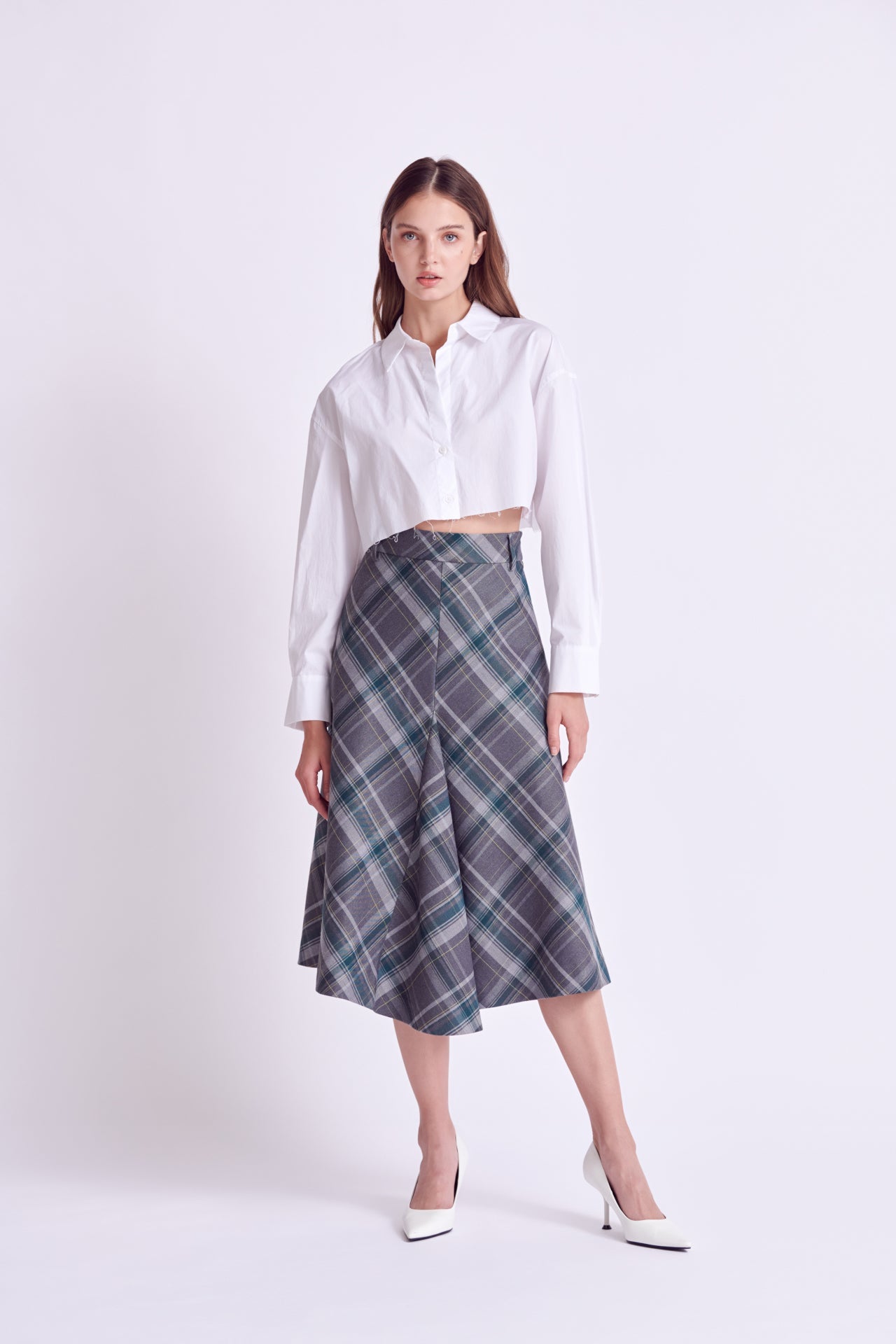 ENGLISH FACTORY - Plaid Midi A Line Skirt - SKIRTS available at Objectrare