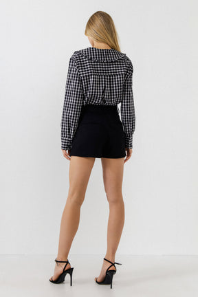 ENGLISH FACTORY - Check Ruffled Collar Shirt - SHIRTS & BLOUSES available at Objectrare
