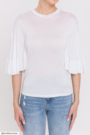 ENDLESS ROSE - Ruffled Bell Sleeve T-Shirt - TOPS available at Objectrare