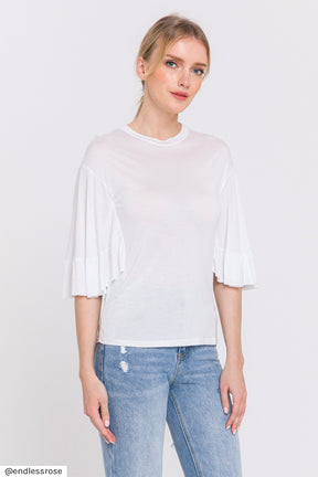 ENDLESS ROSE - Ruffled Bell Sleeve T-Shirt - TOPS available at Objectrare