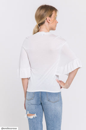 ENDLESS ROSE - Ruffled Bell Sleeve T-Shirt - TOPS available at Objectrare