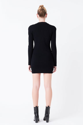 GREY LAB - Power Shoulder Mini Knit Dress - DRESSES available at Objectrare