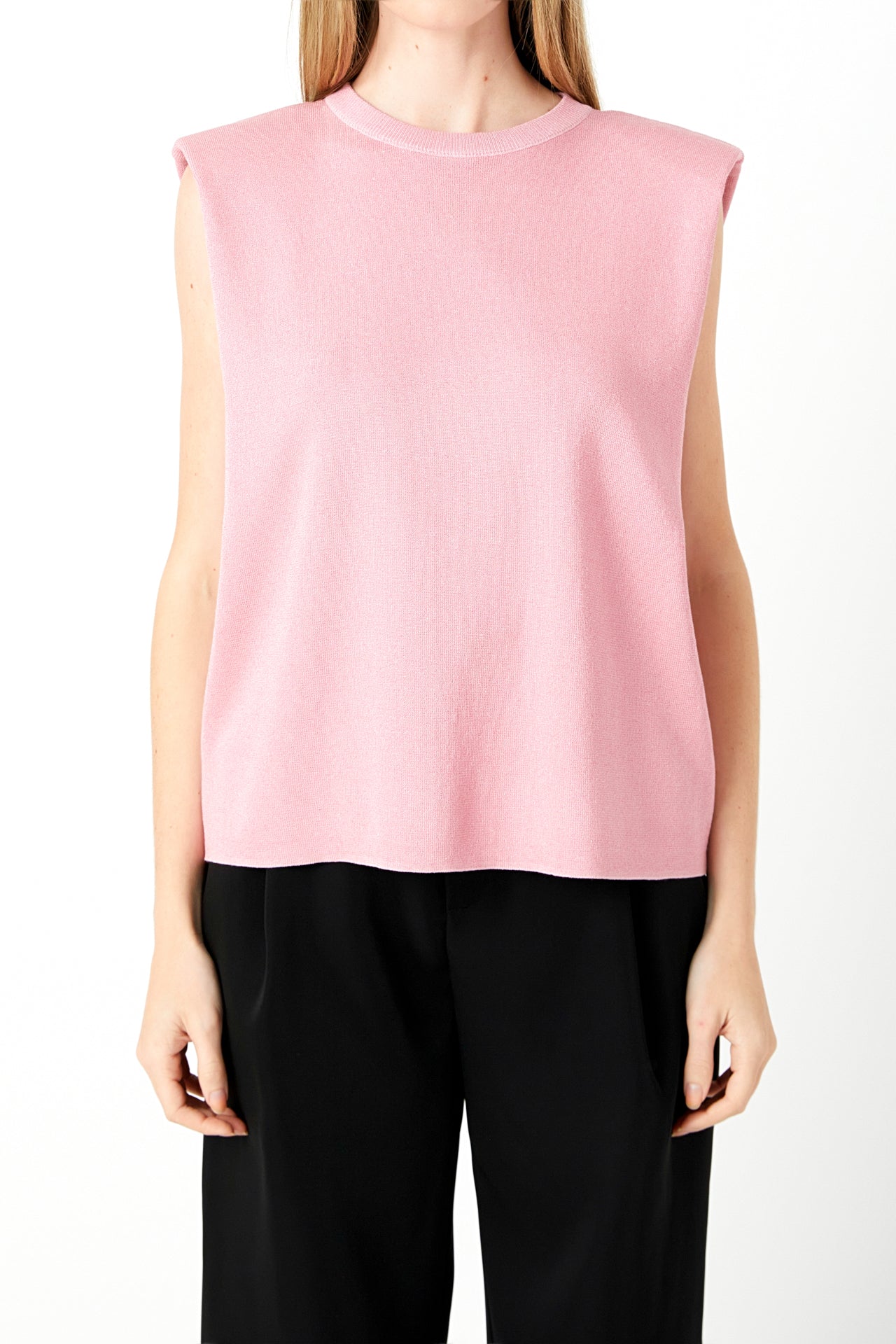 ENDLESS ROSE - Glitter Power Shoulder Knit Top - TOPS available at Objectrare
