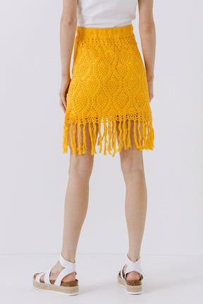 FREE THE ROSES - Fringed Hem Crochet Skirt - SKIRTS available at Objectrare