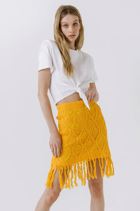 FREE THE ROSES - Fringed Hem Crochet Skirt - SKIRTS available at Objectrare