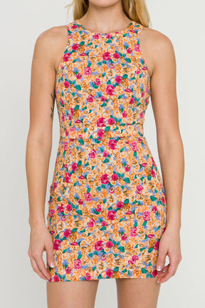 ENDLESS ROSE - Floral Fitted Mini Dress - DRESSES available at Objectrare