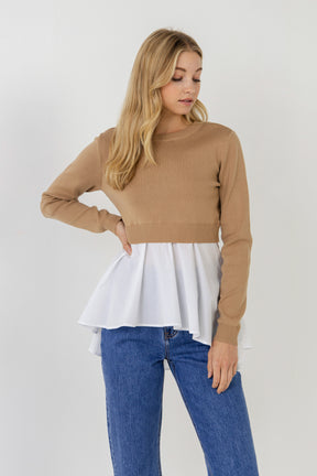 ENGLISH FACTORY - Mixed Media Peplum Top - TOPS available at Objectrare