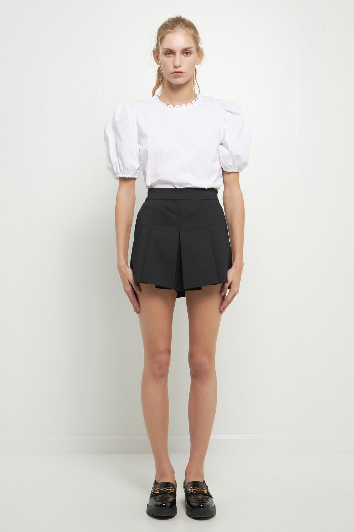 ENGLISH FACTORY - Poplin top with Lace Neckline - TOPS available at Objectrare